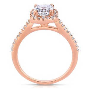 Rm1416cu-14k Rose Gold Cushion Cut Halo Diamond Semi Mount Engagement Ring