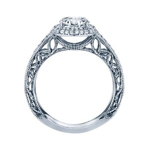 Rm1434r -14k White Gold Round Cut Double Halo Diamond Vintage Semi Mount Engagement Ring