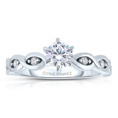 Rm1439 -14k White Gold Round Cut Diamond Infinity Engagement Ring