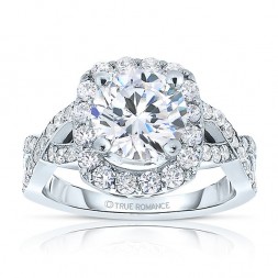 Rm1444x-14k White Gold Round Cut Halo Diamond Infinity Semi Mount Engagement Ring