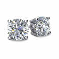 4-PRONG 14K WHITE GOLD BASKET STYLE ROUND DIAMOND STUD EARRINGS WITH THREADED BACKS