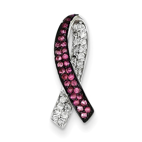 Breast Cancer Awareness Dia & Pink Sapphire Slide