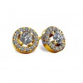 14KT Yellow Gold Round Halo-Style Earrings With Friction Backs