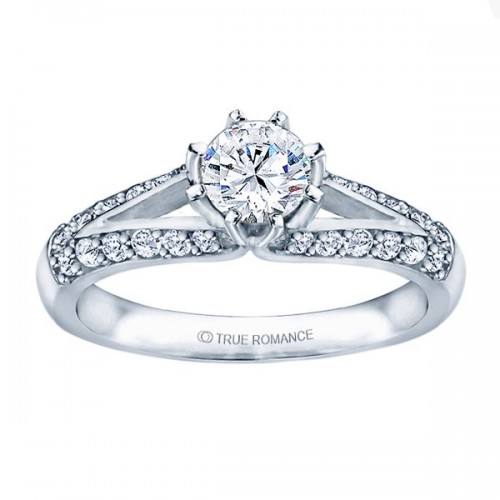 Me677 -14k White Gold Classic Semi Mount Engagement Ring