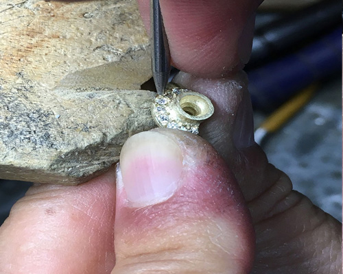 Golden Half Halo Bezel Diamond Ring