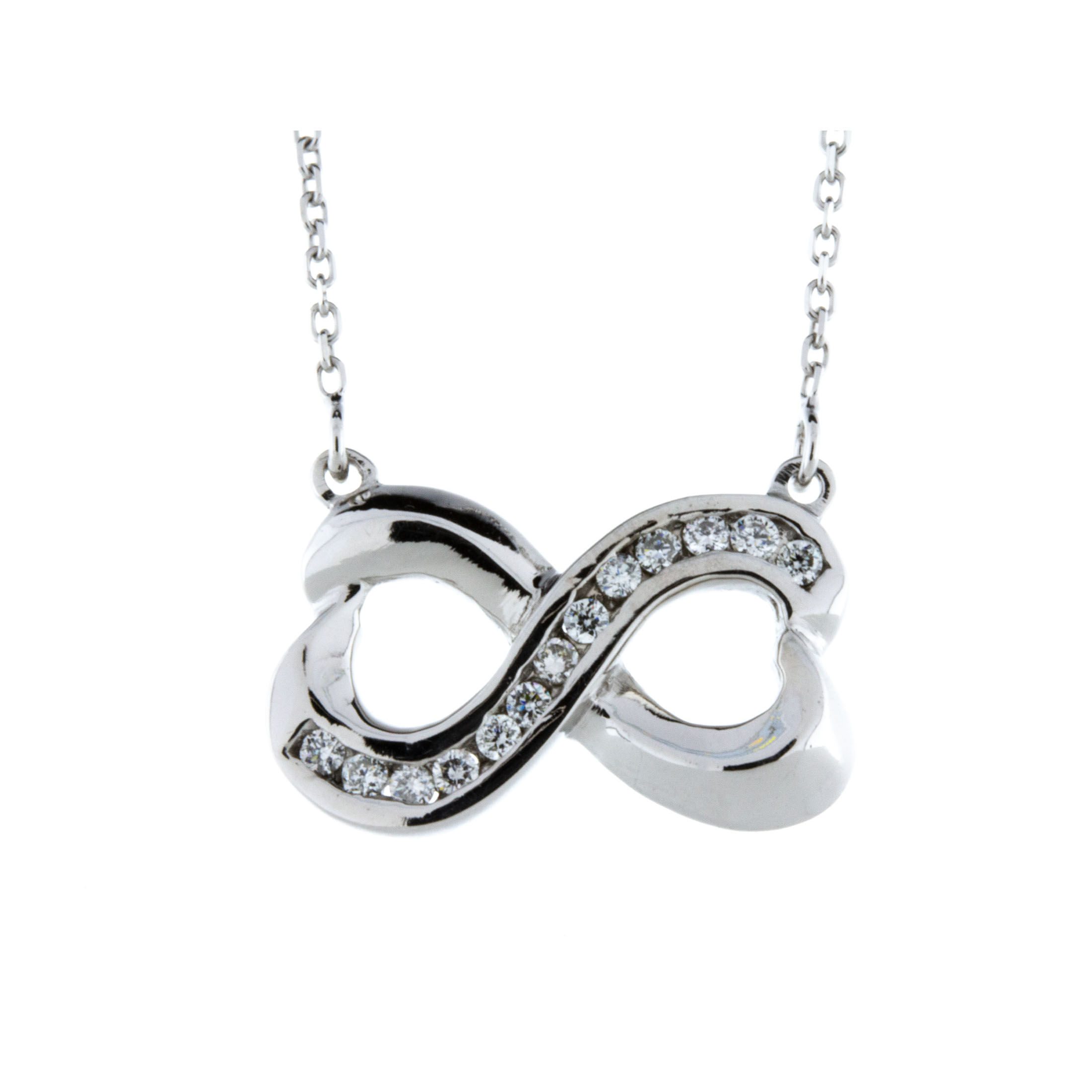 14 Kt White Gold DIamond Infinity Heart 