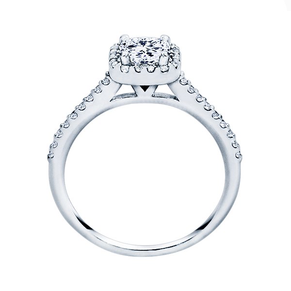 Rm1301p-14k White Gold Princess Cut Halo Diamond Semi Mount Engagement ...